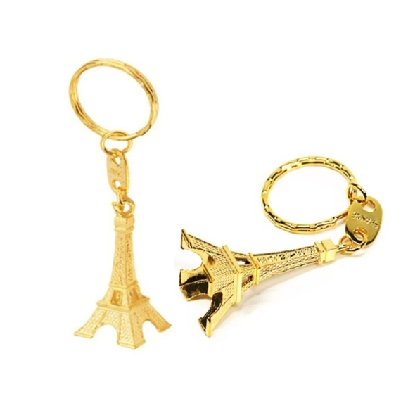 The Eiffel Tower Gold Keychain Iron Lady la Tour Eiffel Paris France Key Ring - Picture 3 of 16